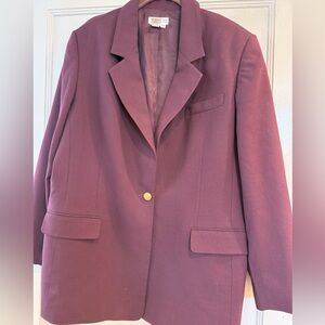TALBOTS Women’s Burgundy wine color Blazer pure wool size 20 EUC
